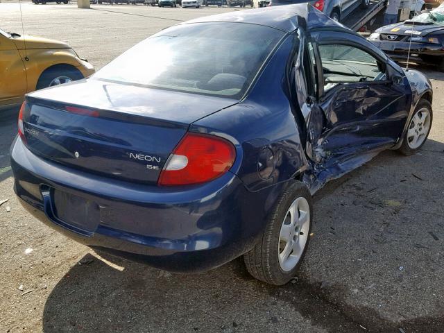 1B3ES46C02D530524 - 2002 DODGE NEON SE BLUE photo 4