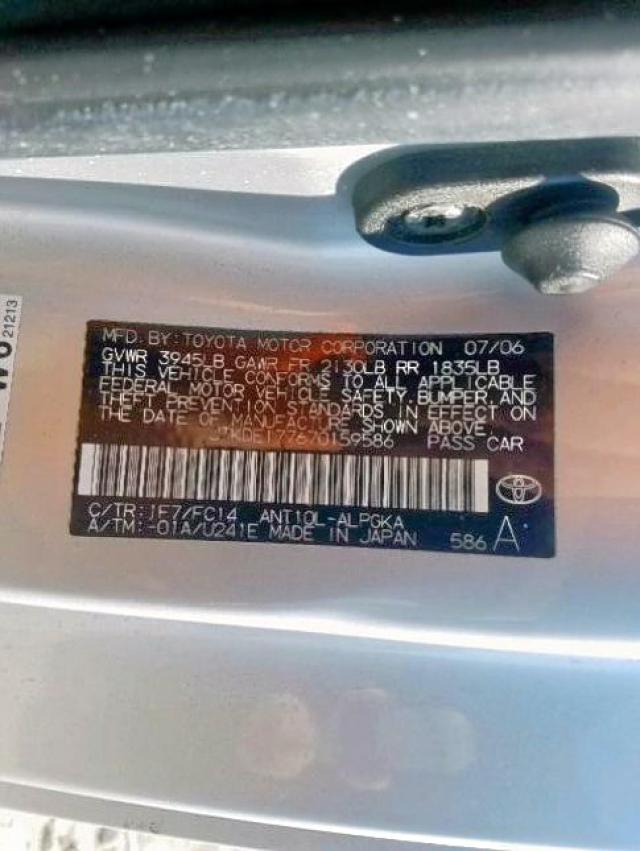 JTKDE177670159586 - 2007 TOYOTA SCION TC ვერცხლისფერი ფოტო 10