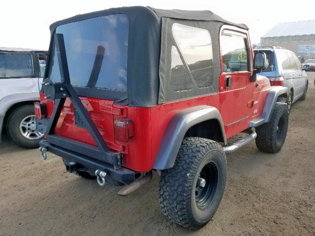 1J4FA39S24P729637 - 2004 JEEP WRANGLER X RED photo 4