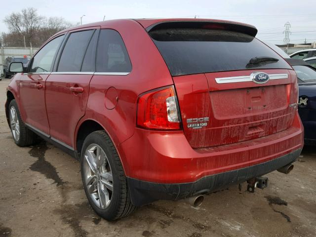 2FMDK4KC1CBA57350 - 2012 FORD EDGE LIMIT RED photo 3