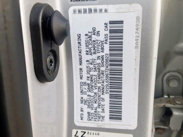 5Y2SL65867Z409823 - 2007 PONTIAC VIBE SILVER photo 10