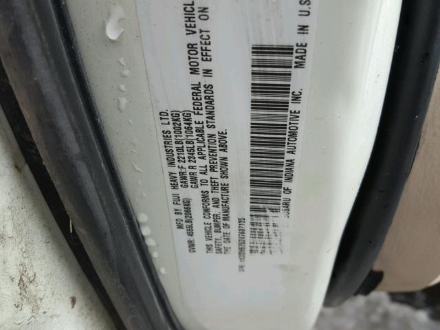 4S3BH675247637135 - 2004 SUBARU LEGACY OUT WHITE photo 10