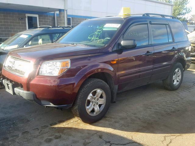 2HKYF181X7H540568 - 2007 HONDA PILOT LX MAROON photo 2