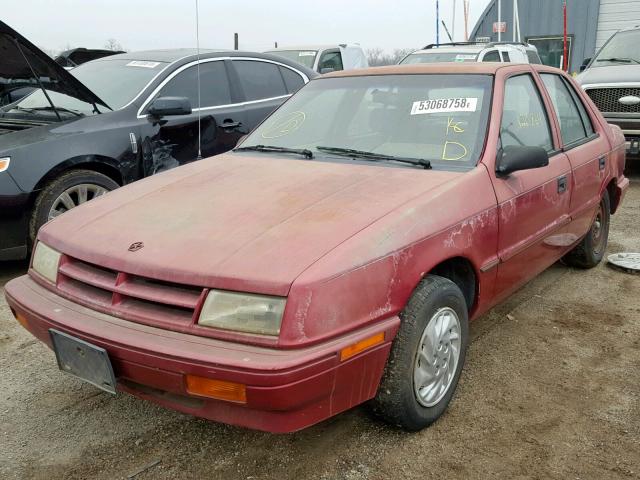 1B3AP28K0RN199120 - 1994 DODGE SHADOW BURGUNDY photo 2