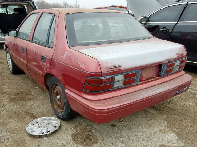 1B3AP28K0RN199120 - 1994 DODGE SHADOW BURGUNDY photo 3