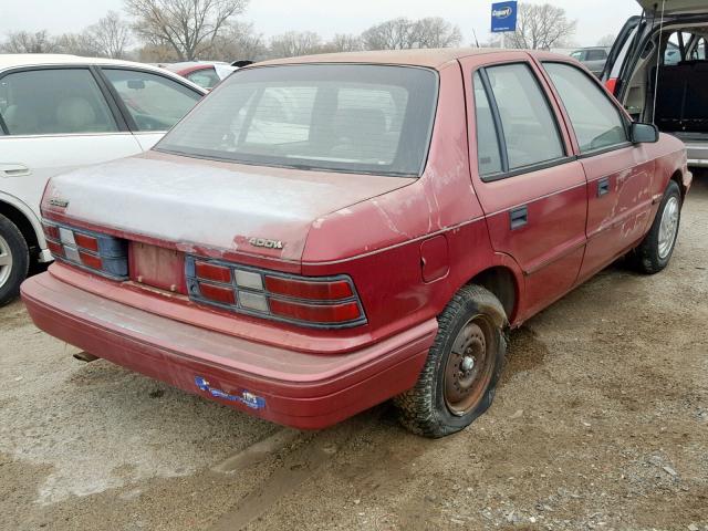 1B3AP28K0RN199120 - 1994 DODGE SHADOW BURGUNDY photo 4