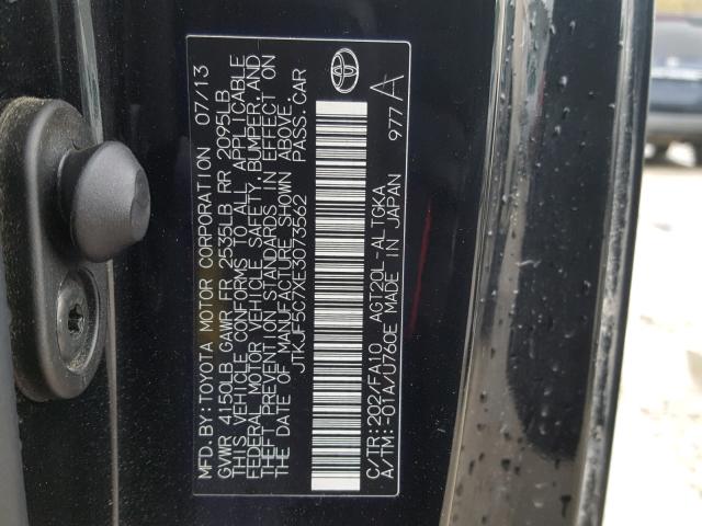 JTKJF5C7XE3073562 - 2014 TOYOTA SCION TC 黑色 照片 10