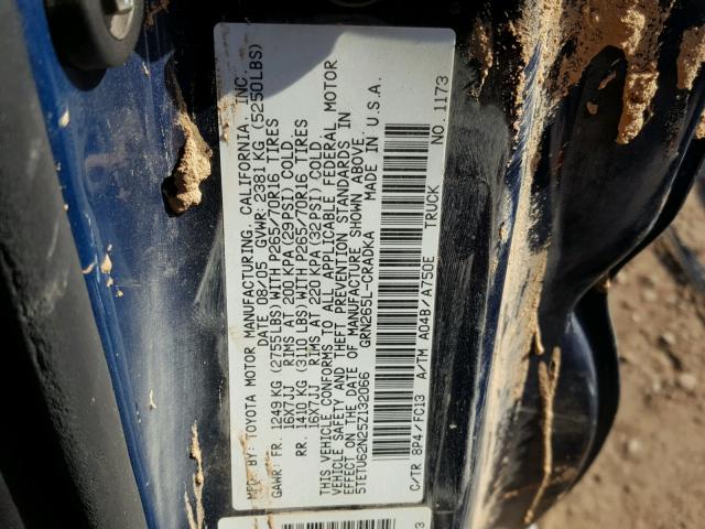 5TETU62N25Z132066 - 2005 TOYOTA TACOMA PRE BLUE photo 10