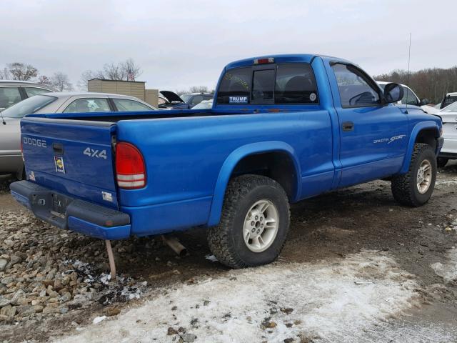 1B7GG26X9XS170785 - 1999 DODGE DAKOTA BLUE photo 4