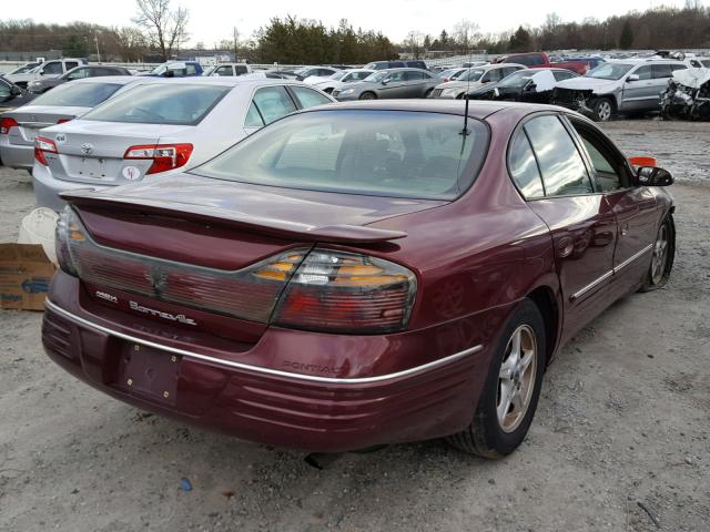 1G2HX54K014258301 - 2001 PONTIAC BONNEVILLE BURGUNDY photo 4