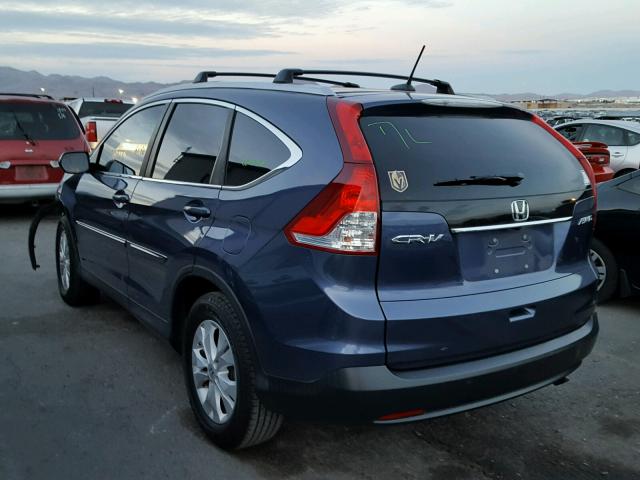 2HKRM4H74DH664721 - 2013 HONDA CR-V EXL BLUE photo 3