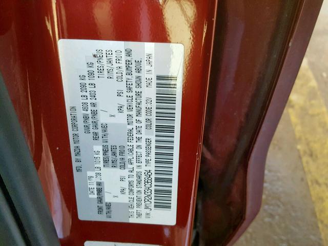 JM1CR2W33A0368464 - 2010 MAZDA 5 MAROON photo 10