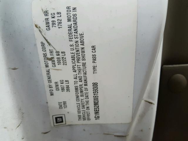 1G1NE52M3X6159308 - 1999 CHEVROLET MALIBU LS 白色 照片 10