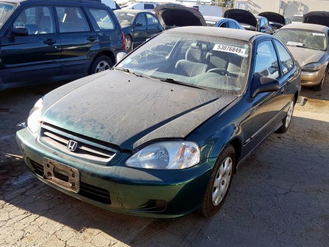 1HGEJ6126XL070795 - 1999 HONDA CIVIC DX GREEN photo 2