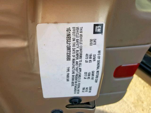 1G1NE52J13M723680 - 2003 CHEVROLET MALIBU LS 金色 照片 10