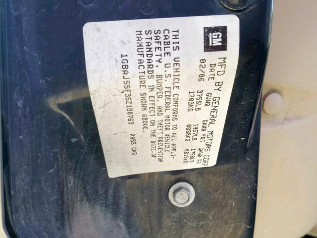 1G8AJ55F36Z180763 - 2006 SATURN ION LEVEL GOLD photo 10