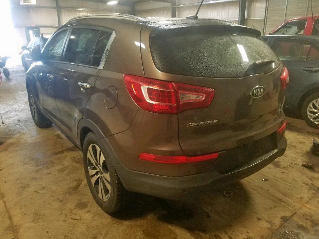 KNDPCCA29B7161772 - 2011 KIA SPORTAGE E BROWN photo 3