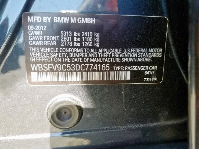 WBSFV9C53DC774165 - 2013 BMW M5 BLACK photo 10