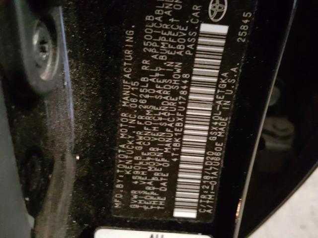 4T1BK1EBXFU178448 - 2015 TOYOTA AVALON XLE BLACK photo 10