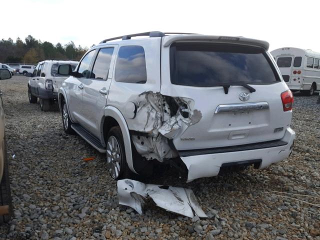 5TDZY67A58S008573 - 2008 TOYOTA SEQUOIA PL WHITE photo 3