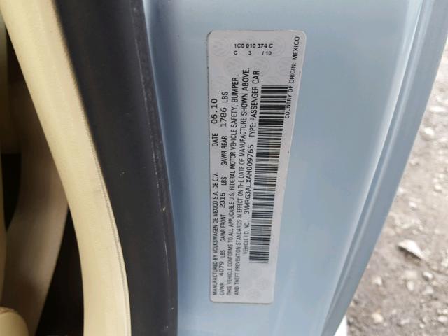 3VWRG3ALXAM009765 - 2010 VOLKSWAGEN NEW BEETLE 蓝色 照片 10