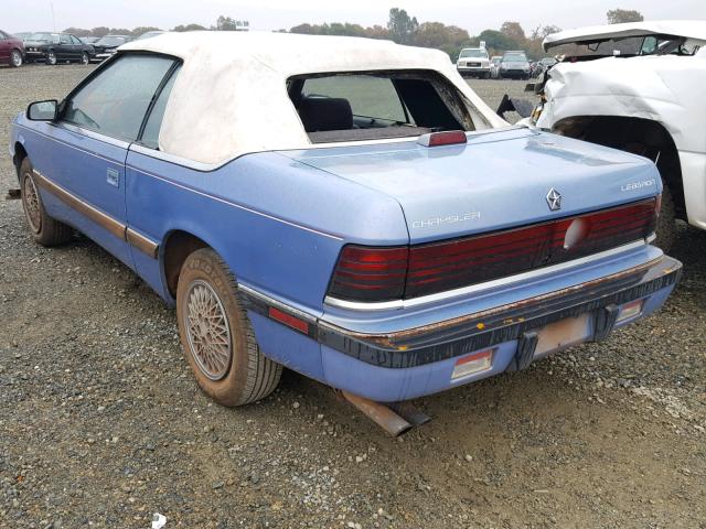 1C3XU4531NF258064 - 1992 CHRYSLER LEBARON BLUE photo 3