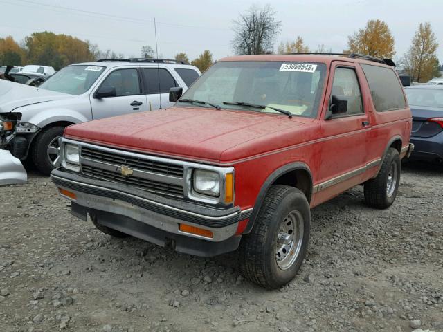 1GNCT18Z4M0118420 - 1991 CHEVROLET BLAZER S10 RED photo 2