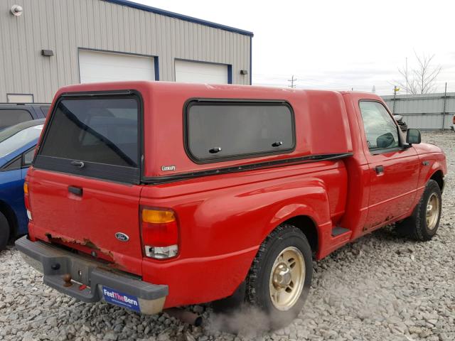 1FTYR10C4XPA89629 - 1999 FORD RANGER RED photo 4