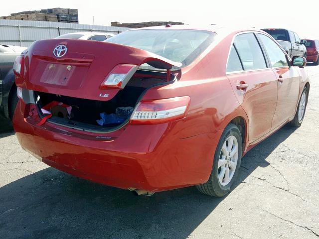 4T4BF3EK0BR202868 - 2011 TOYOTA CAMRY BASE RED photo 4