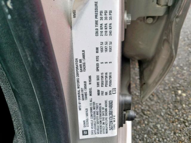 5GTEN13L388140083 - 2008 HUMMER H3 ALPHA SILVER photo 10