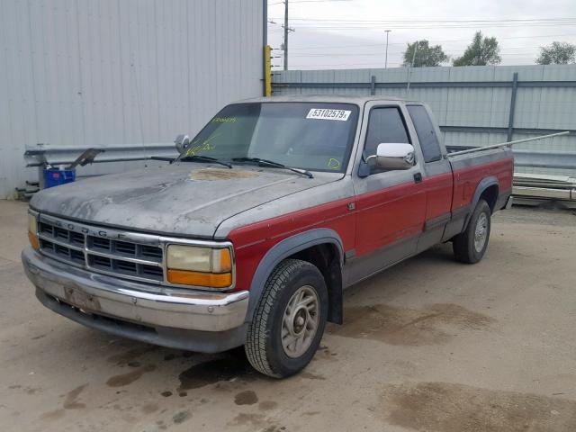 1B7GL23Y3MS259448 - 1991 DODGE DAKOTA RED photo 2