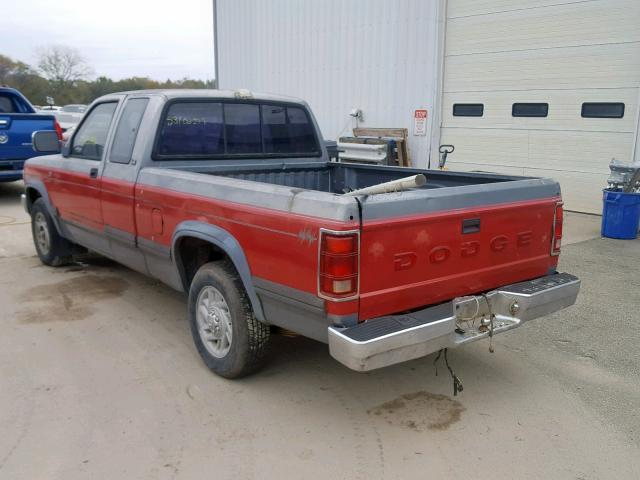 1B7GL23Y3MS259448 - 1991 DODGE DAKOTA RED photo 3