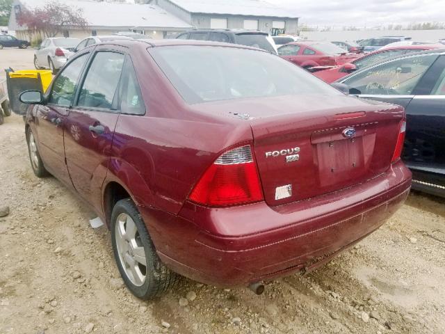 1FAHP34N07W299914 - 2007 FORD FOCUS ZX4 MAROON photo 3