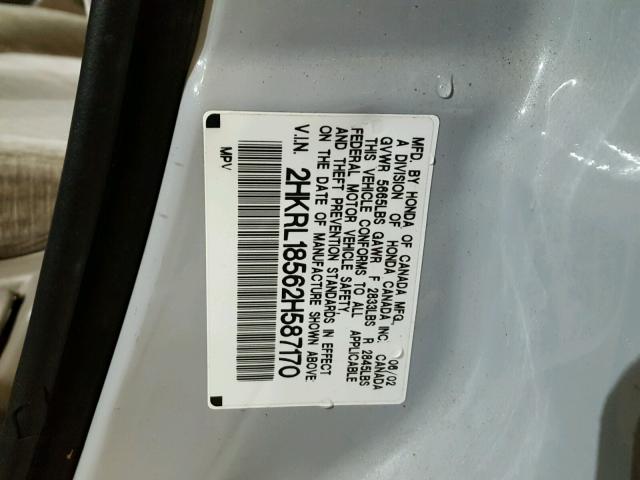 2HKRL18562H587170 - 2002 HONDA ODYSSEY LX SILVER photo 10