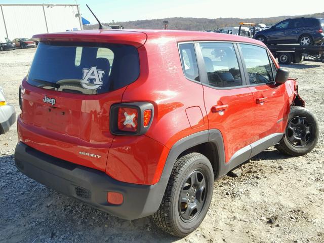 ZACCJAAT7GPD04665 - 2016 JEEP RENEGADE S წითელი ფოტო 4