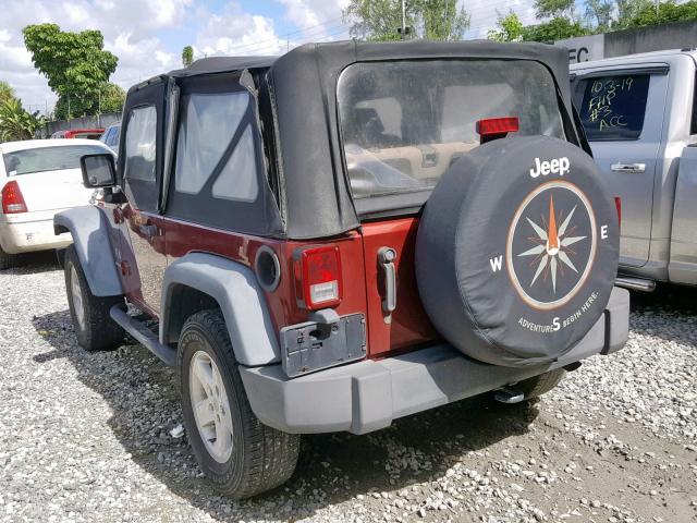 1J4FA24148L596188 - 2008 JEEP WRANGLER X RED photo 3