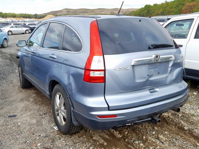 5J6RE4H76AL091724 - 2010 HONDA CR-V EXL BLUE photo 3