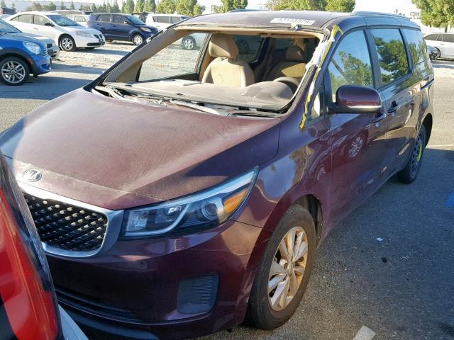 KNDMB5C18G6095203 - 2016 KIA SEDONA LX BURGUNDY photo 2