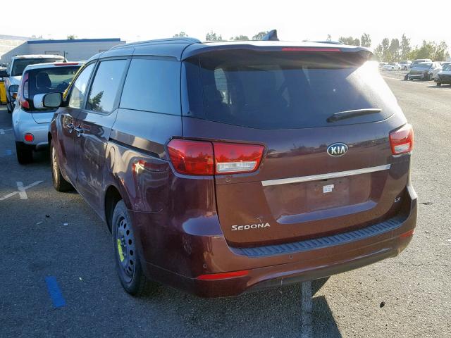 KNDMB5C18G6095203 - 2016 KIA SEDONA LX BURGUNDY photo 3