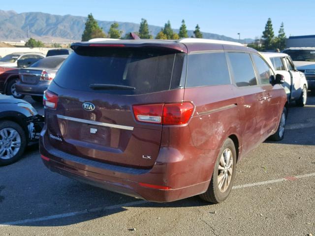 KNDMB5C18G6095203 - 2016 KIA SEDONA LX BURGUNDY photo 4