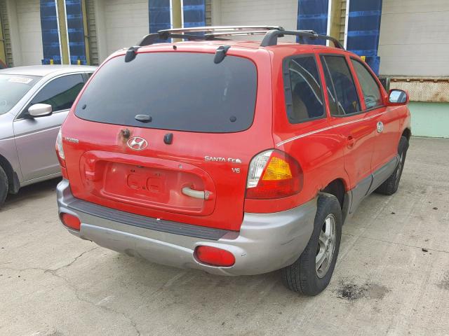 KM8SC13D44U706435 - 2004 HYUNDAI SANTA FE G RED photo 4