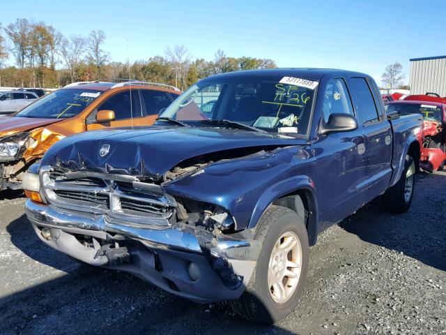 1D7HL48N54S684075 - 2004 DODGE DAKOTA QUA BLUE photo 2