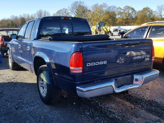 1D7HL48N54S684075 - 2004 DODGE DAKOTA QUA BLUE photo 3