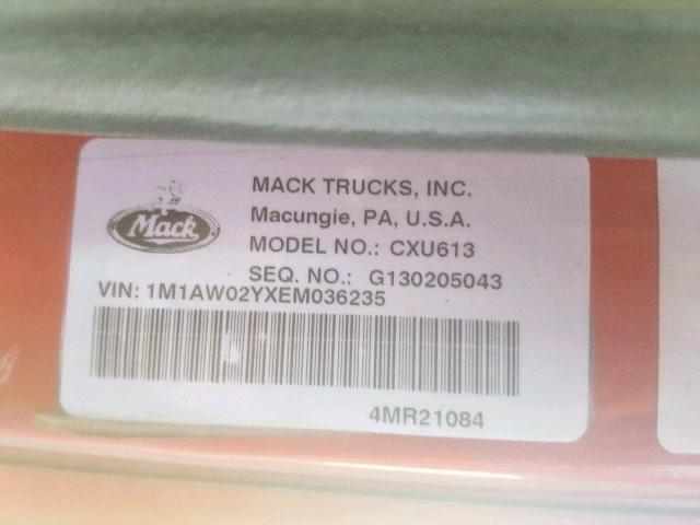 1M1AW02YXEM036235 - 2014 MACK 600 CXU600 RED photo 10