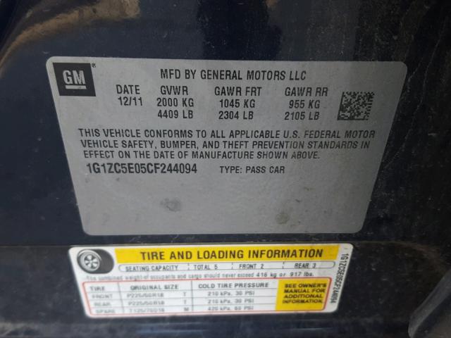 1G1ZC5E05CF244094 - 2012 CHEVROLET MALIBU 1LT BLUE photo 10