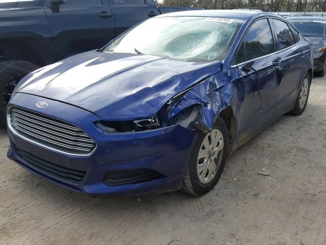 3FA6P0G73DR119312 - 2013 FORD FUSION S BLUE photo 2