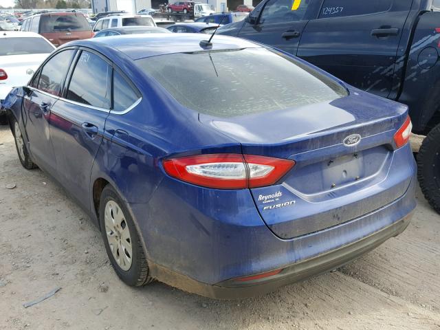 3FA6P0G73DR119312 - 2013 FORD FUSION S BLUE photo 3