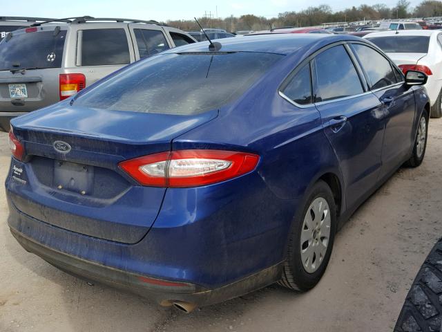 3FA6P0G73DR119312 - 2013 FORD FUSION S BLUE photo 4