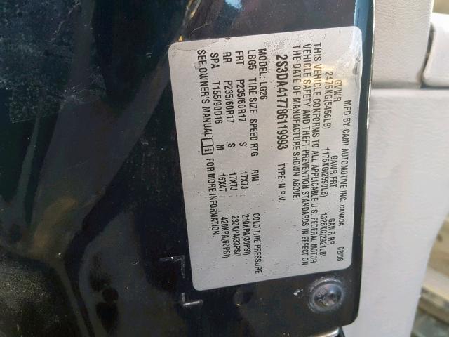 2S3DA417786119993 - 2008 SUZUKI XL7 LUXURY BLACK photo 10