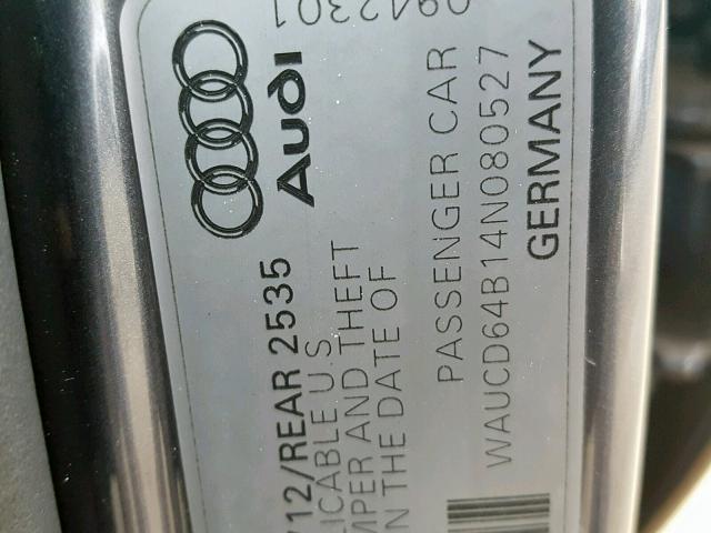 WAUCD64B14N080527 - 2004 AUDI A6 S-LINE GRAY photo 10